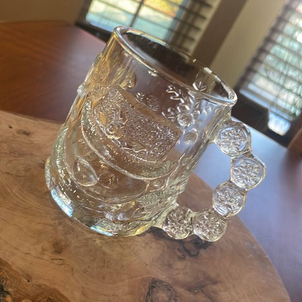 Vintage Luminarc Clear Glass Snowman Mug